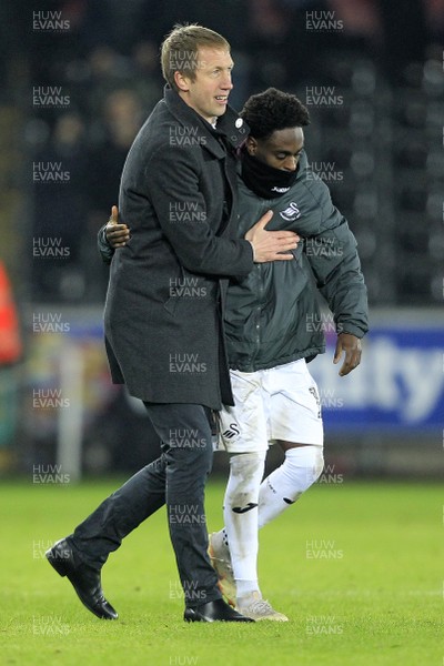 190119 - Swansea City v Sheffield United, EFL Championship - Swansea City Manager Graham Potter with Nathan Dyer at the end of the match