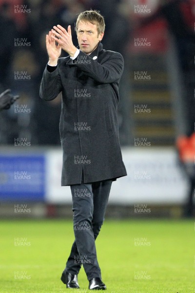 190119 - Swansea City v Sheffield United, EFL Championship - Swansea City Manager Graham Potter applauds the fans at the end of the match