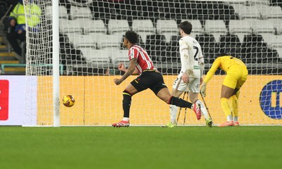 210125  Swansea City v Sheffield United, EFL Sky Bet Championship - Rhian Brewster of Sheffield United celebrates after scoring goal