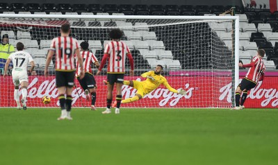 210125  Swansea City v Sheffield United, EFL Sky Bet Championship - Harrison Burrows of Sheffield United scores penalty