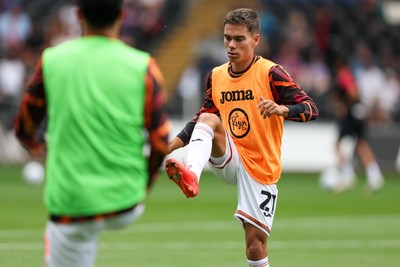 220826 - Swansea City v Sheffield United - Sky Bet Championship - Leo Walta of Swansea City warms up