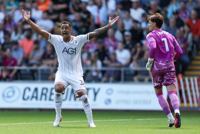 220826 - Swansea City v Sheffield United - Sky Bet Championship - Adam Idah of Swansea City shouts in frustration 