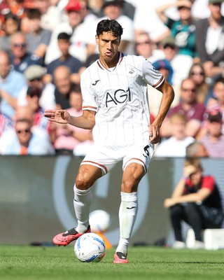 220826 - Swansea City v Sheffield United - Sky Bet Championship - Marko Stamenic of Swansea City passes the ball