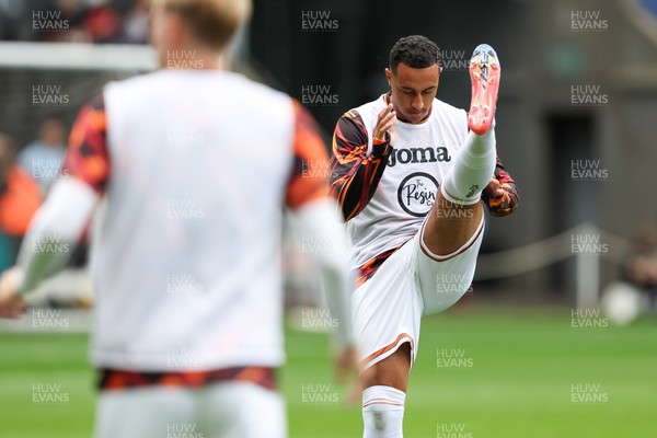 220826 - Swansea City v Sheffield United - Sky Bet Championship - Adam Idah of Swansea City warms up