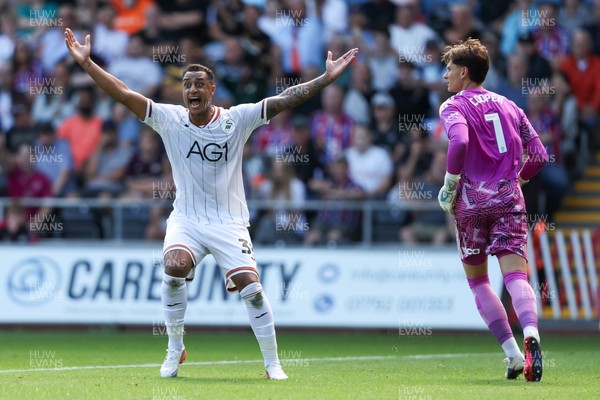 220826 - Swansea City v Sheffield United - Sky Bet Championship - Adam Idah of Swansea City shouts in frustration 
