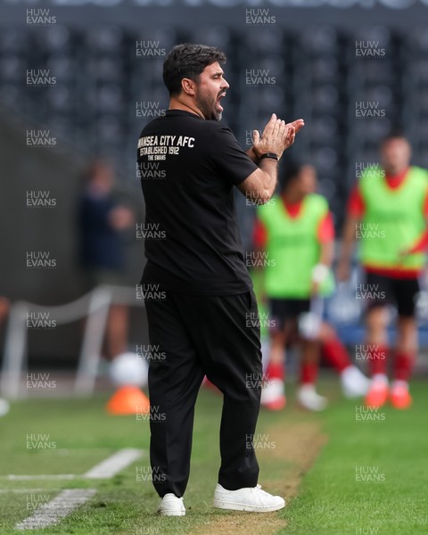 220826 - Swansea City v Sheffield United - Sky Bet Championship - Vítor Matos Manager of Swansea City shouts from the touchline 