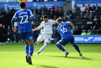 080226 - Swansea City v Sheffield Wednesday - Sky Bet Championship - Zan Vipotnik of Swansea City scores a goal