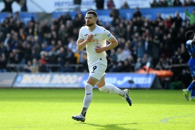 080226 - Swansea City v Sheffield Wednesday - Sky Bet Championship - Zan Vipotnik of Swansea City celebrates scoring a goal