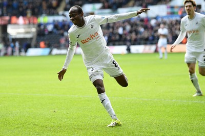 080226 - Swansea City v Sheffield Wednesday - Sky Bet Championship - Malick Yalcouye of Swansea City celebrates scoring a goal