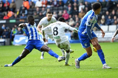 080226 - Swansea City v Sheffield Wednesday - Sky Bet Championship - Malick Yalcouye of Swansea City scores a goal