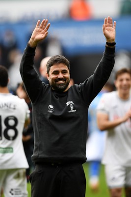 080226 - Swansea City v Sheffield Wednesday - Sky Bet Championship - Vitor Matos, Swansea Head Coach celebrates the win at full time