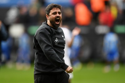 080226 - Swansea City v Sheffield Wednesday - Sky Bet Championship - Vitor Matos, Swansea Head Coach celebrates the win at full time