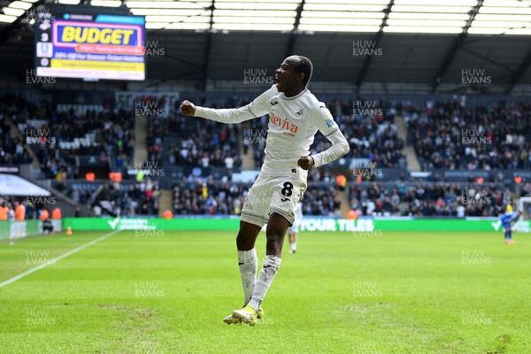 080226 - Swansea City v Sheffield Wednesday - Sky Bet Championship - Malick Yalcouye of Swansea City celebrates scoring a goal