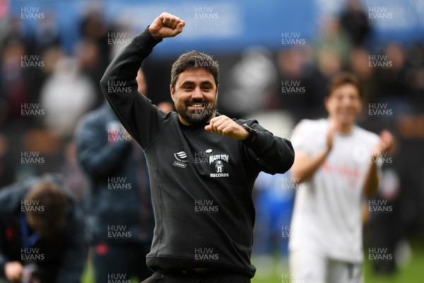 080226 - Swansea City v Sheffield Wednesday - Sky Bet Championship - Vitor Matos, Swansea Head Coach celebrates the win at full time