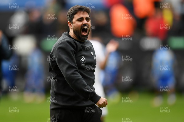080226 - Swansea City v Sheffield Wednesday - Sky Bet Championship - Vitor Matos, Swansea Head Coach celebrates the win at full time