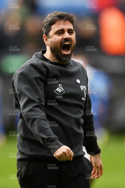 080226 - Swansea City v Sheffield Wednesday - Sky Bet Championship - Vitor Matos, Swansea Head Coach celebrates the win at full time