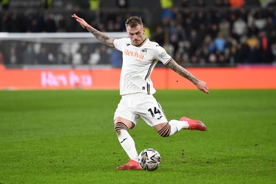 120225 - Swansea City v Sheffield Wednesday - Sky Bet Championship - Josh Tymon of Swansea City