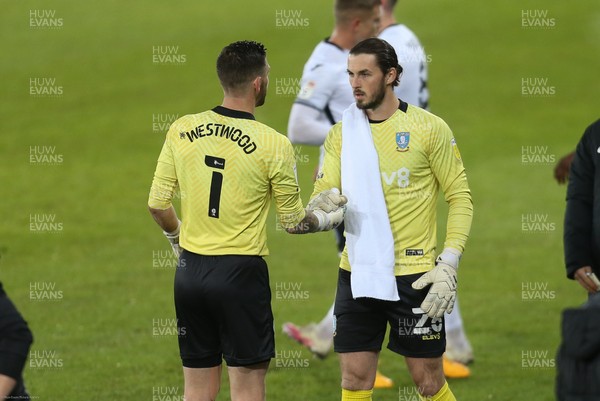 251120 - Swansea City v Sheffield Wednesday, Sky Bet Championship - Sheffield Wednesday goalkeeper Keiren Westwood is replaced by Sheffield Wednesday goalkeeper Joe Wildsmith after he is forced to leave the pitch with an injury