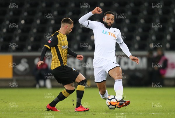 270218 - Swansea City v Sheffield Wednesday, FA Cup Fifth Round Replay - Kyle Bartley of Swansea City plays the ball forward