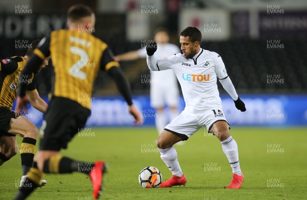 270218 - Swansea City v Sheffield Wednesday, FA Cup Fifth Round Replay - Wayne Routledge of Swansea City looks to push forward