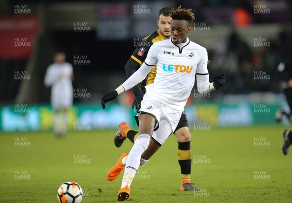 270218 - Swansea City v Sheffield Wednesday, FA Cup Fifth Round Replay - Tammy Abraham of Swansea City races forward