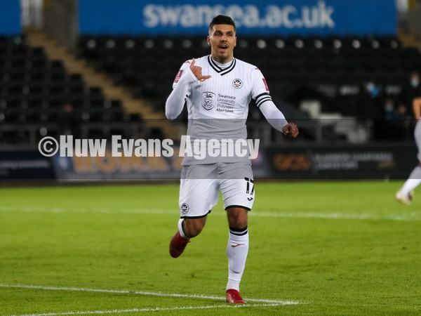 080122 - Swansea City v Southampton, FA Cup - Joel Piroe of Swansea City celebrates after scoring goal