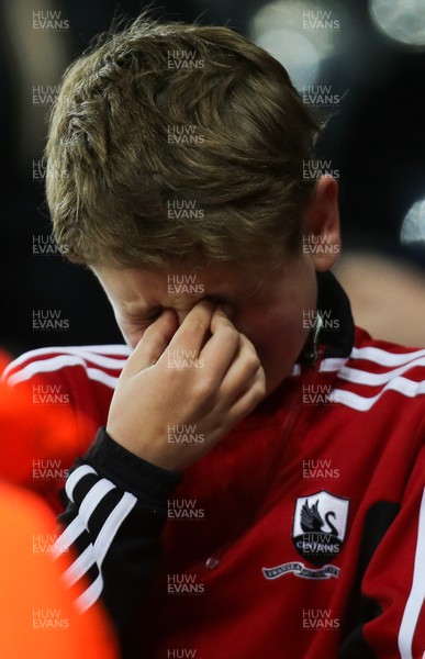 080518 - Swansea City v Southampton, Premier League - One young Swansea City is moved to tears at the end of the match