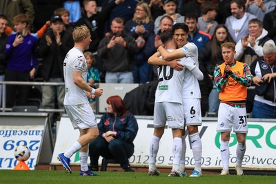 180426 - Swansea City v Southampton - Sky Bet Championship - Marko Stamenic of Swansea City celebrates after scoring