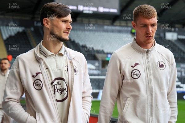 180426 - Swansea City v Southampton - Sky Bet Championship - Liam Cullen of Swansea City and Jay Fulton of Swansea City