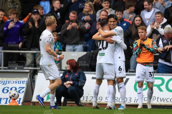 180426 - Swansea City v Southampton - Sky Bet Championship - Marko Stamenic of Swansea City celebrates after scoring