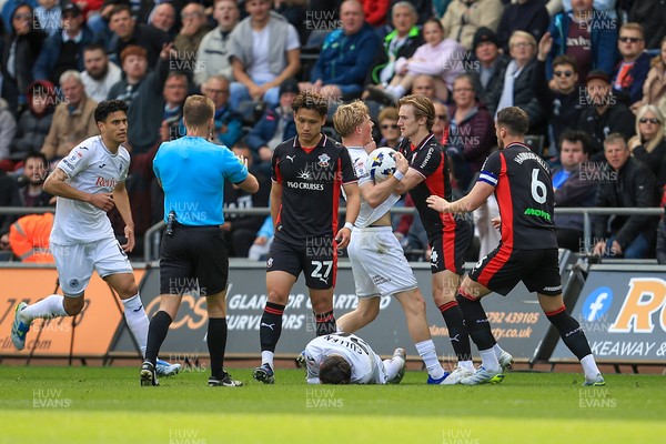 180426 - Swansea City v Southampton - Sky Bet Championship - Melker Widell of Swansea City and Flynn Downes of Southampton 