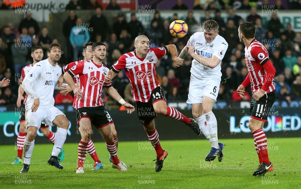 310117 - Swansea City v Southampton - Premier League - Alfie Mawson of Swansea City scores a goal