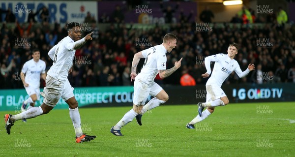 310117 - Swansea City v Southampton - Premier League - Alfie Mawson of Swansea City celebrates scoring a goal