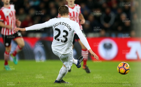 310117 - Swansea City v Southampton - Premier League - Gylfi Sigurdsson of Swansea City scores a goal