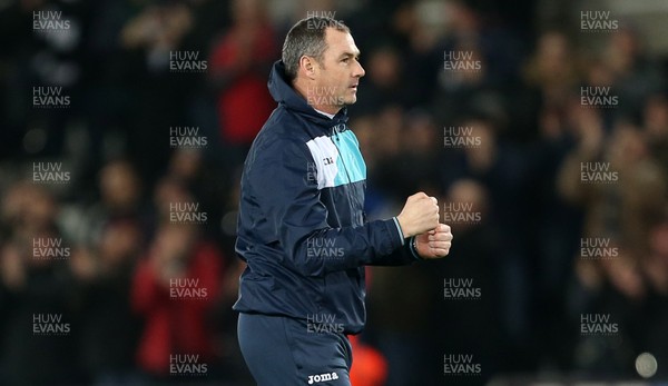 310117 - Swansea City v Southampton - Premier League - Swansea Manager Paul Clement celebrates at full time