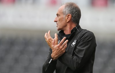 060816 -  Swansea City v Stade Rennais, Pre-season Friendly - Swansea head coach Francesco Guidolin reacts during the match