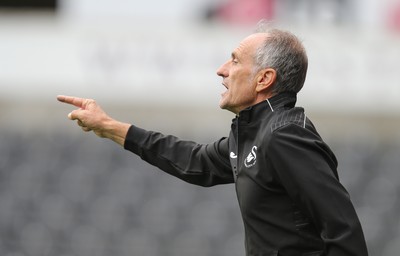 060816 -  Swansea City v Stade Rennais, Pre-season Friendly - Swansea head coach Francesco Guidolin reacts during the match