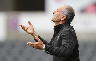 060816 -  Swansea City v Stade Rennais, Pre-season Friendly - Swansea head coach Francesco Guidolin reacts during the match