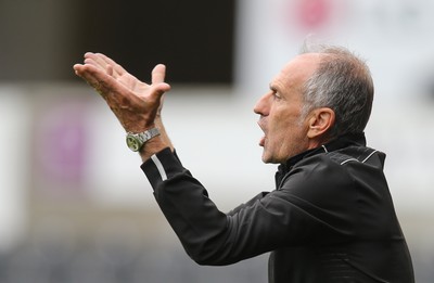 060816 -  Swansea City v Stade Rennais, Pre-season Friendly - Swansea head coach Francesco Guidolin reacts during the match