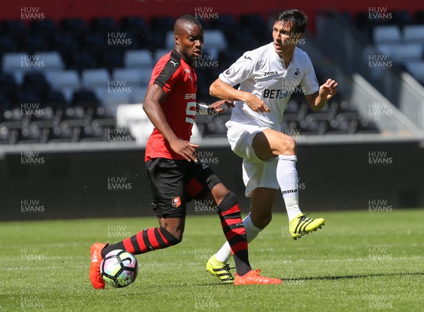 060816 -  Swansea City v Stade Rennais, Pre-season Friendly - Jack Cork of Swansea City plays the ball forward