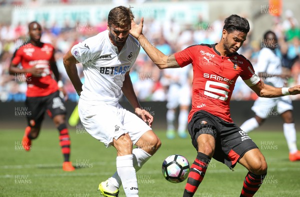 060816 -  Swansea City v Stade Rennais, Pre-season Friendly - Fernando Llorente of Swansea City tries to get a shot at goal