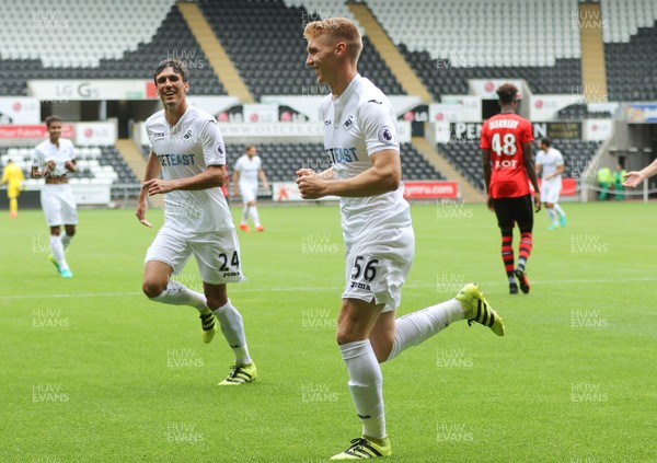 060816 -  Swansea City v Stade Rennais, Pre-season Friendly - Jay Fulton of Swansea City celebrates after scoring goal