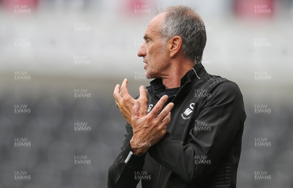 060816 -  Swansea City v Stade Rennais, Pre-season Friendly - Swansea head coach Francesco Guidolin reacts during the match