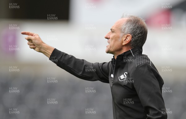 060816 -  Swansea City v Stade Rennais, Pre-season Friendly - Swansea head coach Francesco Guidolin reacts during the match