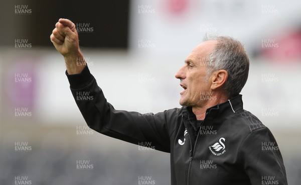 060816 -  Swansea City v Stade Rennais, Pre-season Friendly - Swansea head coach Francesco Guidolin reacts during the match