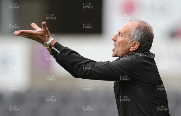 060816 -  Swansea City v Stade Rennais, Pre-season Friendly - Swansea head coach Francesco Guidolin reacts during the match