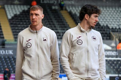 070326 - Swansea City v Stoke City - Sky Bet Championship - Jay Fulton of Swansea City and Josh Key of Swansea City arrive at the stadium