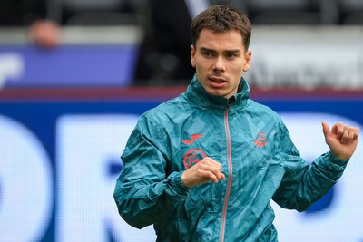 070326 - Swansea City v Stoke City - Sky Bet Championship - Leo Walta of Swansea City warming up before game