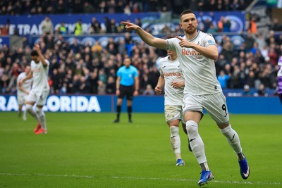 070326 - Swansea City v Stoke City - Sky Bet Championship - Zan Vipotnik of Swansea City celebrates after scoring