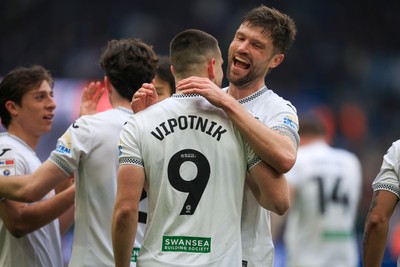 070326 - Swansea City v Stoke City - Sky Bet Championship - Zan Vipotnik of Swansea City celebrates after scoring